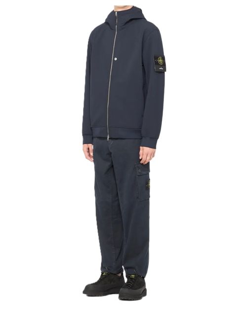 Stone Island Giacca Felpa con cappuccio e applicazione Compass Stone Island | K2S15Q100004S0B22V0020 NAVY BLUE